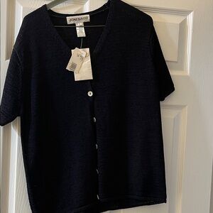 Jones New York Navy Button-Up Cardigan